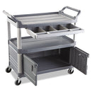 Rubbermaid Xtra Instrument Cart with Locking Storage Area, Plastic, 3 Shelves, 300 lb Capacity, 20" x 40.63" x 37.8", Gray