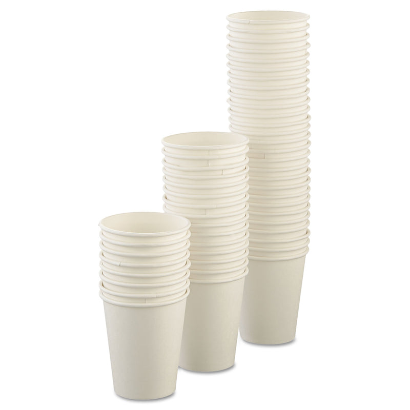 Dart Uncoated Paper Cups, Hot Drink, 8 oz, White, 1,000/Carton