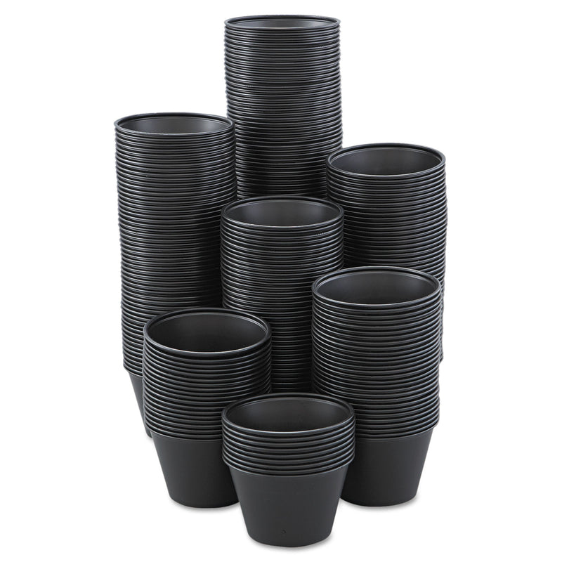 Dart Polystyrene Portion Cups, 4 oz, Black, 250/Bag, 10 Bags/Carton