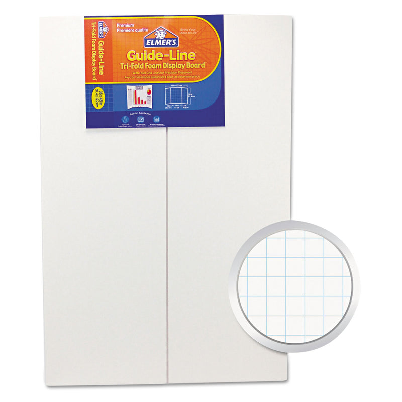 Elmer's Guide-Line Paper-Laminated Polystyrene Foam Display Board, 30 x 20, White, 2/Pack