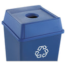 Rubbermaid Untouchable Bottle and Can Recycling Top, Round Opening,  20.13w x 20.13d x 6.25h, Blue