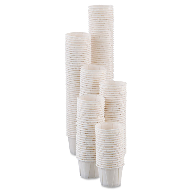Dart Paper Portion Cups, 0.5 oz, White, 250/Bag, 20 Bags/Carton