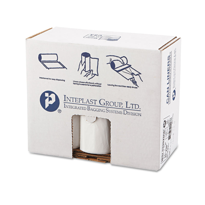 Inteplast Group Low-Density Commercial Can Liners, 33 gal, 0.8 mil, 33" x 39", White, 150/Carton
