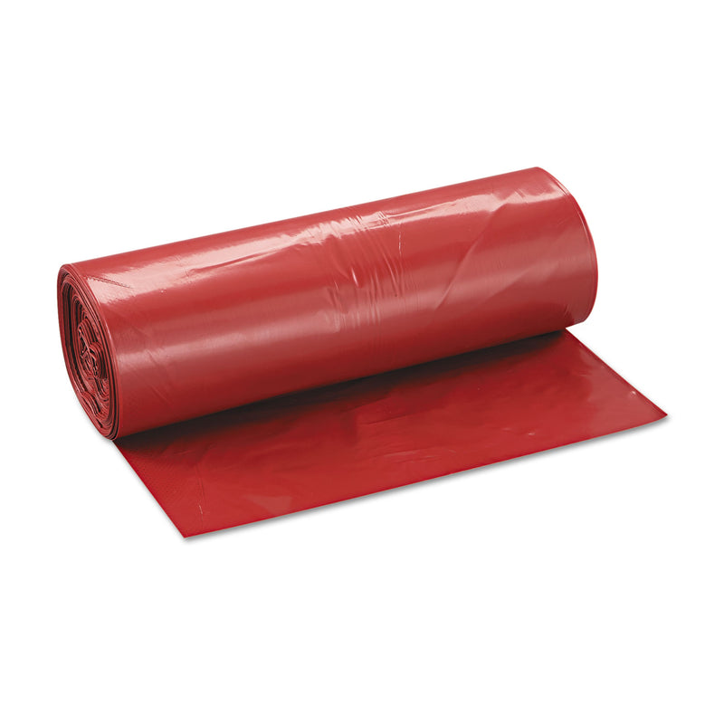 Inteplast Group Low-Density Commercial Can Liners, 45 gal, 1.3 mil, 40" x 46", Red, 100/Carton