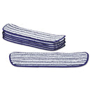 Rubbermaid Microfiber Finish Pad, 18 x 5.5, Blue/White, 6/Box