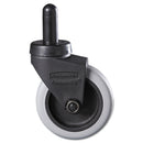 Rubbermaid Replacement Bayonet-Stem Swivel Casters, Grip Ring Stem, 3" Soft Rubber Wheel, Black
