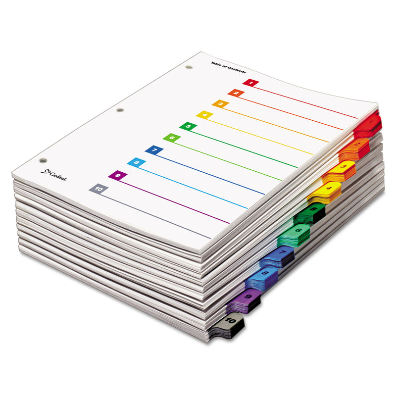 Cardinal QuickStep OneStep Printable Table of Contents and Dividers, 10-Tab, 1 to 10, 11 x 8.5, White, Assorted Tabs, 24 Sets