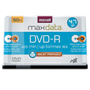 Maxell DVD-R Recordable Disc, Printable, 4.7 GB, 16x, Spindle, White, 50/Pack