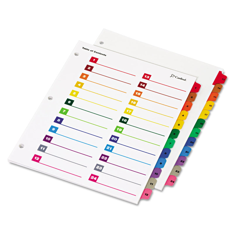 Cardinal OneStep Printable Table of Contents and Dividers - Double Column, 24-Tab, 1 to 24, 11 x 8.5, White, 1 Set