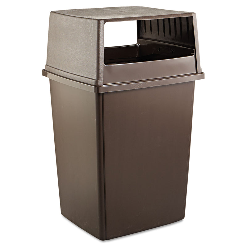Rubbermaid Glutton Receptacle, Hooded Top without Door, Rectangular, 23w x 26.63d x 13h, Brown