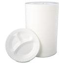 Dart Laminated Foam Dinnerware, Plate, 3-Compartment, 10.25" dia, White, 125/Pack, 4 Packs/Carton