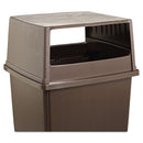 Rubbermaid Glutton Receptacle, Hooded Top without Door, Rectangular, 23w x 26.63d x 13h, Brown