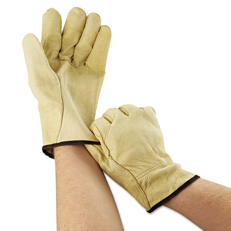 MCR Unlined Pigskin Driver Gloves, Cream, Large, 12 Pairs