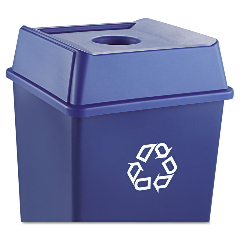 Rubbermaid Untouchable Bottle and Can Recycling Top, Round Opening,  20.13w x 20.13d x 6.25h, Blue