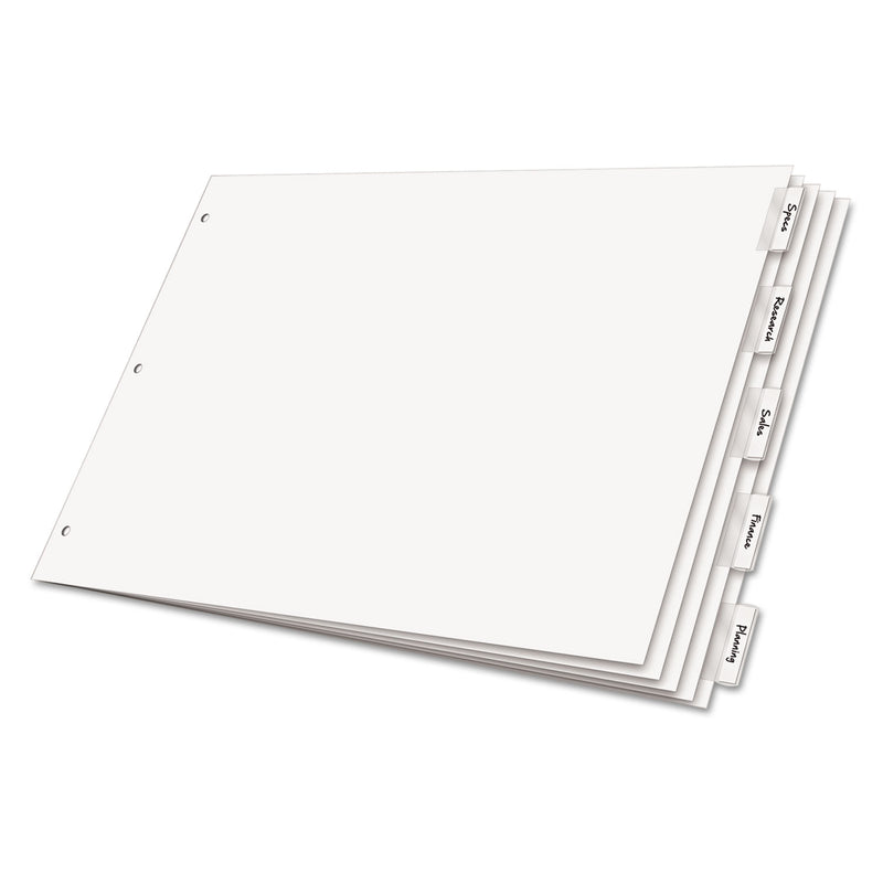 Cardinal Paper Insertable Dividers, 5-Tab, 11 x 17, White, Clear Tabs, 1 Set