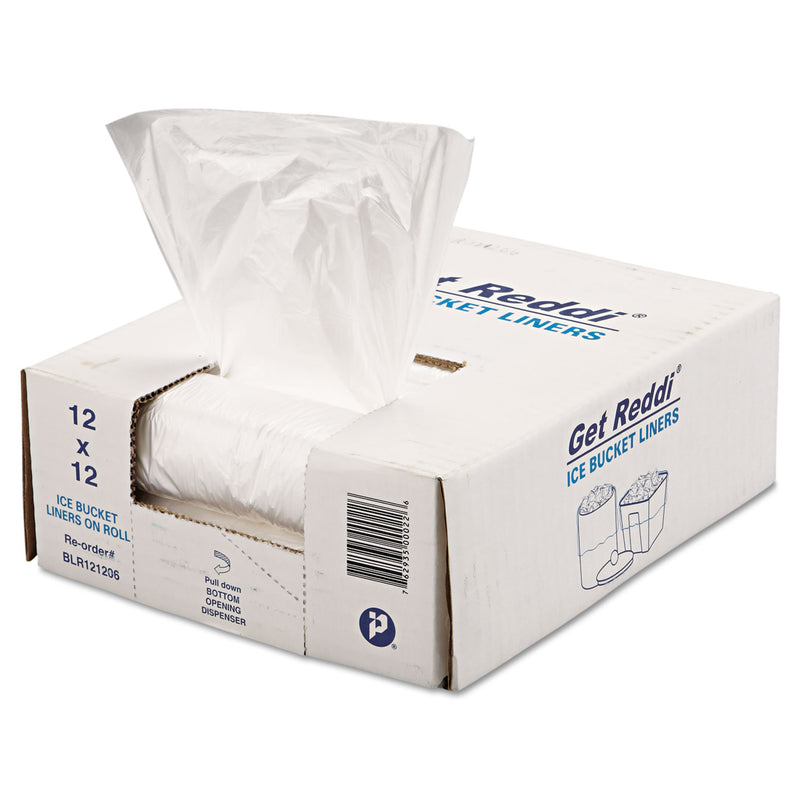 Inteplast Group Ice Bucket Liner Bags, 3 qt, 0.24 mil, 12" x 12", Clear, 1,000/Carton