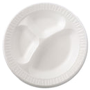 Dart Laminated Foam Dinnerware, Plate, 3-Compartment, 10.25" dia, White, 125/Pack, 4 Packs/Carton