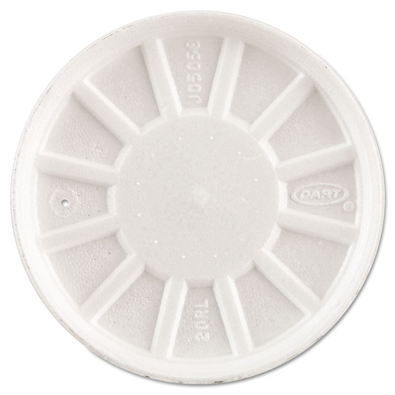 Dart Vented Foam Lids, Fits 6 oz to 32 oz Cups, White, 50 Pack, 10 Packs/Carton