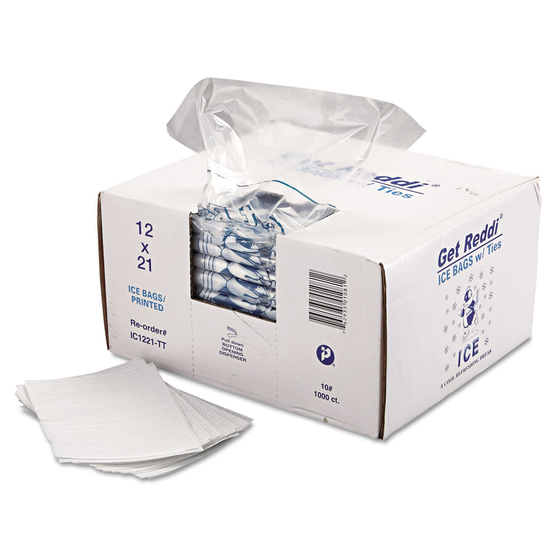 Inteplast Group Ice Bags, 1.5 mil, 12" x 21", Clear, 1,000/Carton