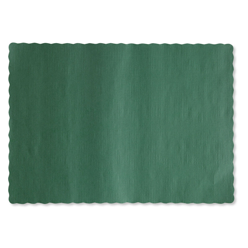 Hoffmaster Solid Color Scalloped Edge Placemats, 9.5 x 13.5, Hunter Green, 1,000/Carton