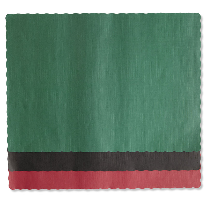 Hoffmaster Solid Color Scalloped Edge Placemats, 9.5 x 13.5, Hunter Green, 1,000/Carton