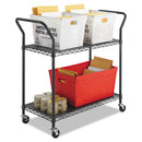 Safco Wire Utility Cart, Metal, 2 Shelves, 400 lb Capacity, 43.75" x 19.25" x 40.5", Black