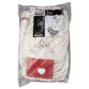 Rubbermaid Web Foot Wet Mop Head, Shrinkless, Cotton/Synthetic, White, Large, 6/Carton