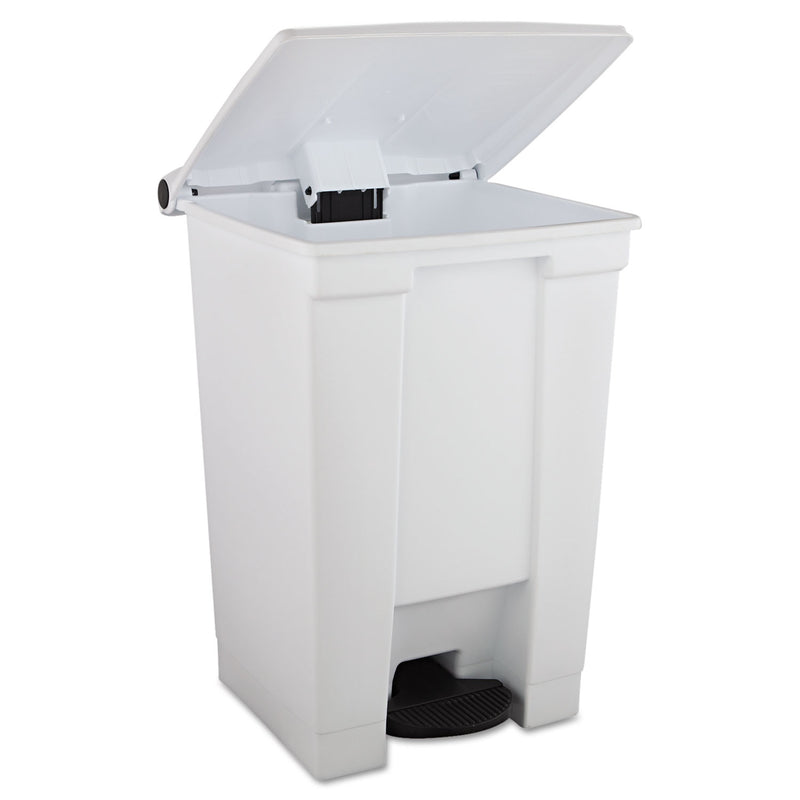 Rubbermaid Indoor Utility Step-On Waste Container, Square, Plastic, 12 gal, White