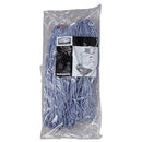 Rubbermaid Cotton/Synthetic Cut-End Blend Mop Head, 16 oz, 1" Band, Blue, 12/Carton
