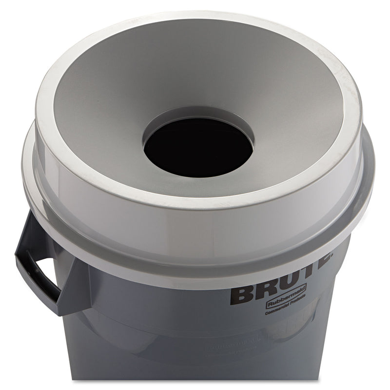 Rubbermaid Round BRUTE Funnel Top Receptacle, For 32-Gallon Containers, 22.38" Diameter x 5h, Gray