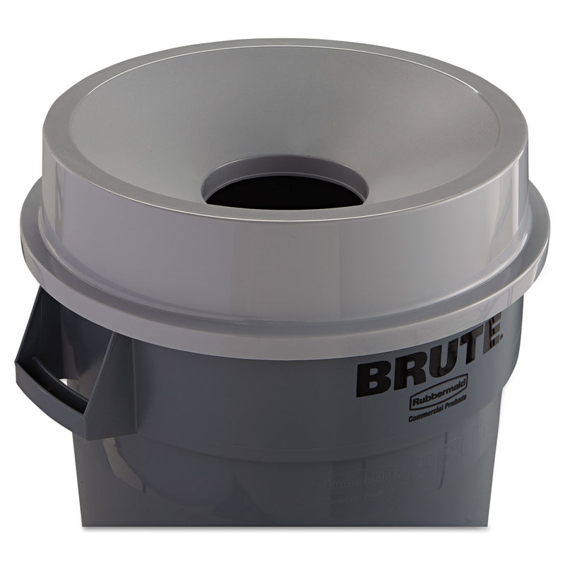 Rubbermaid Round BRUTE Funnel Top Receptacle, For 32-Gallon Containers, 22.38" Diameter x 5h, Gray