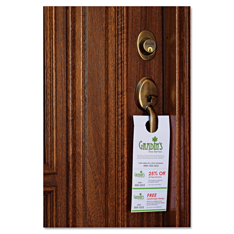 Avery Door Hanger with Tear-Away Cards, 97 Bright, 65 lb Cover Weight, 4.25 x 11, White, 2 Hangers/Sheet, 40 Sheets/Pack