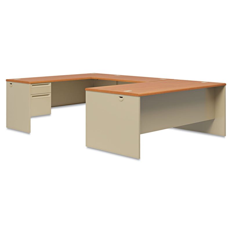 HON 38000 Series Right Pedestal Desk, 72" x 36" x 29.5", Harvest/Putty