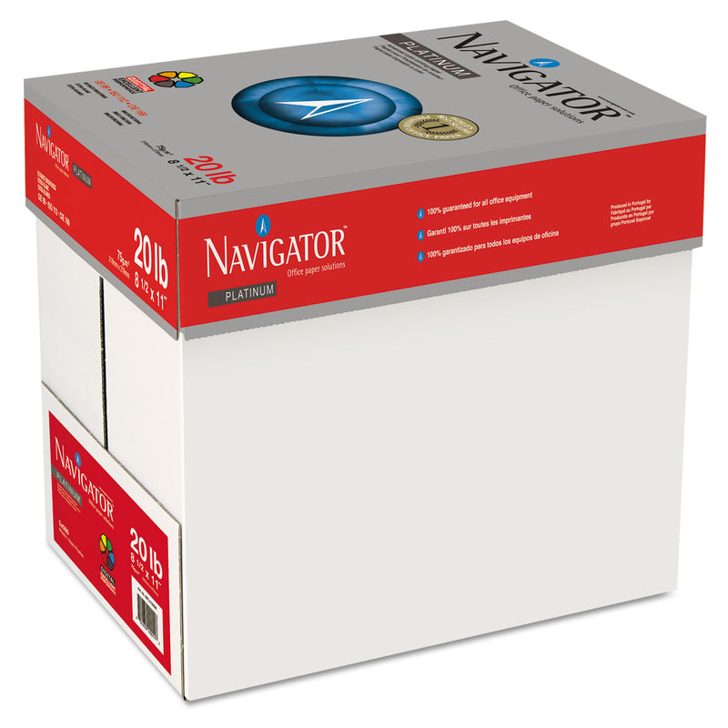 Navigator Platinum Paper, 99 Bright, 20 lb Bond Weight, 8.5 x 11, White, 500 Sheets/Ream, 10 Reams/Carton