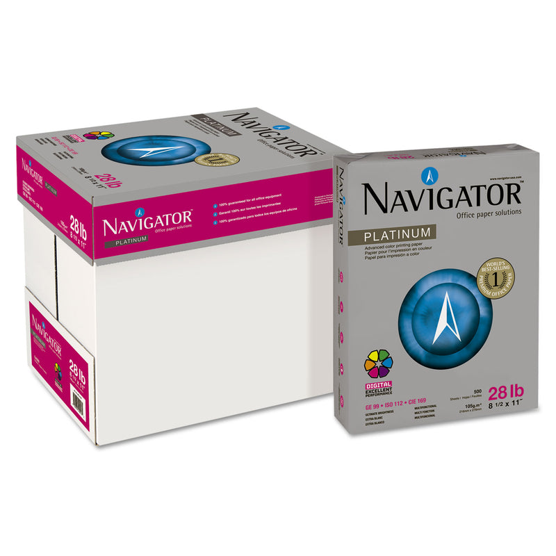 Navigator Platinum Paper, 99 Bright, 28 lb Bond Weight, 8.5 x 11, White, 500/Ream
