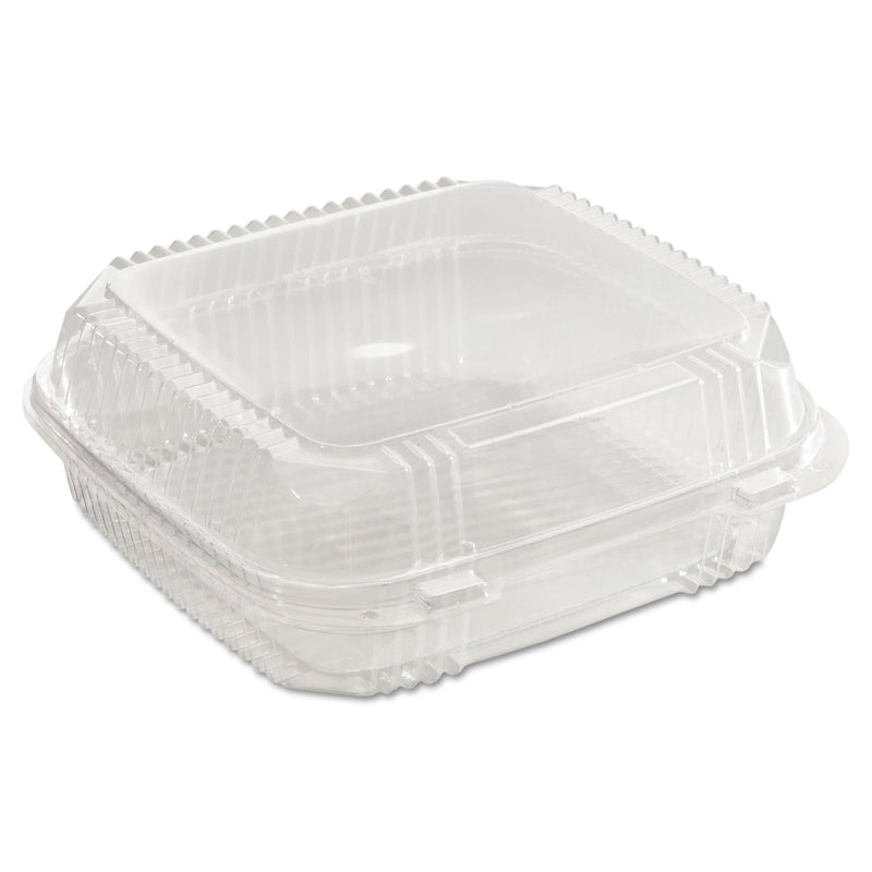 Pactiv Evergreen ClearView SmartLock Hinged Lid Container, 49 oz, 8.2 x 8.34 x 2.91, Clear, Plastic, 200/Carton