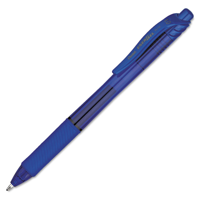 Pentel EnerGel-X Gel Pen, Retractable, Bold 1 mm, Blue Ink, Translucent Blue Barrel, Dozen