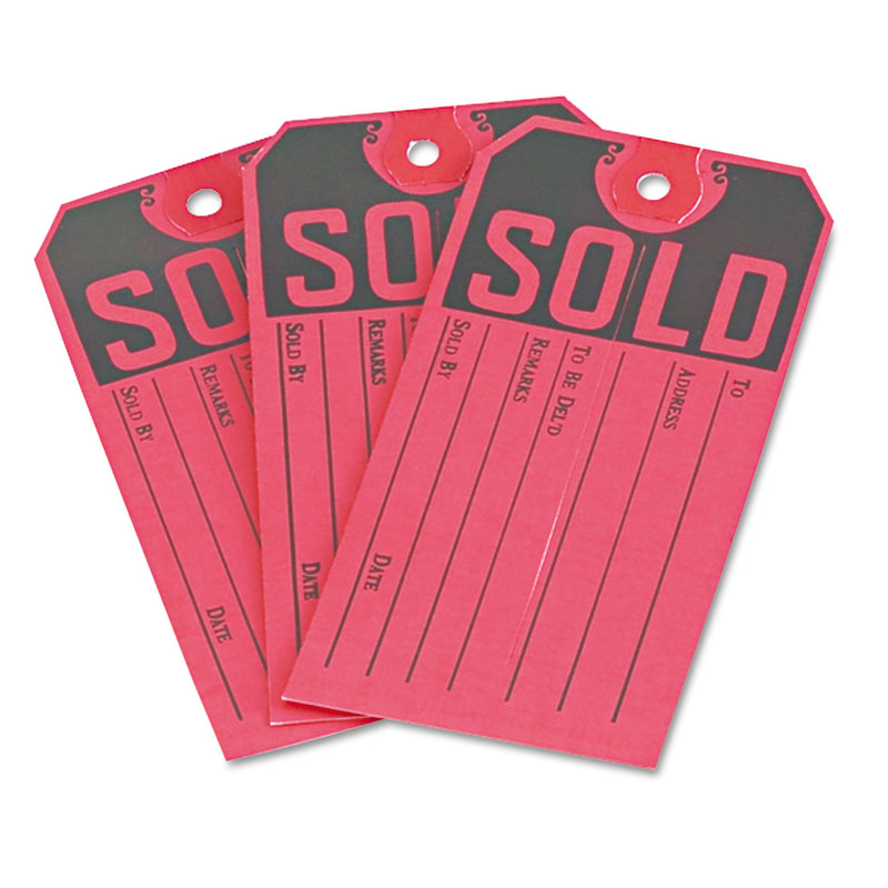 Avery Sold Tags, Paper, 4.75 x 2.38, Red/Black, 500/Box