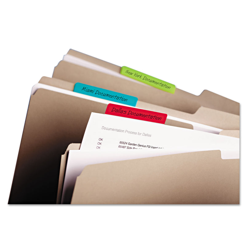 Post-it Solid Color Tabs, 1/3-Cut, Assorted Colors, 3" Wide, 24/Pack