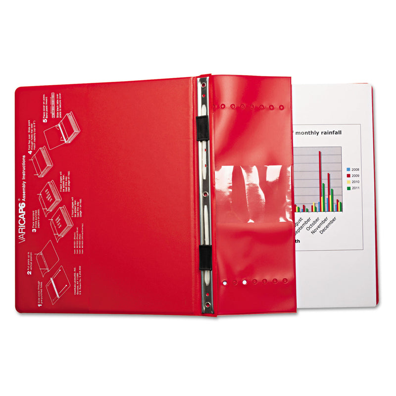 Charles Leonard VariCap Expandable Binder, 2 Posts, 6" Capacity, 11 x 8.5, Red