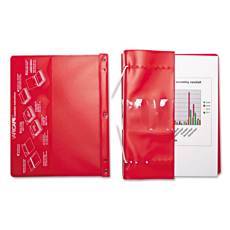 Charles Leonard VariCap Expandable Binder, 2 Posts, 6" Capacity, 11 x 8.5, Red
