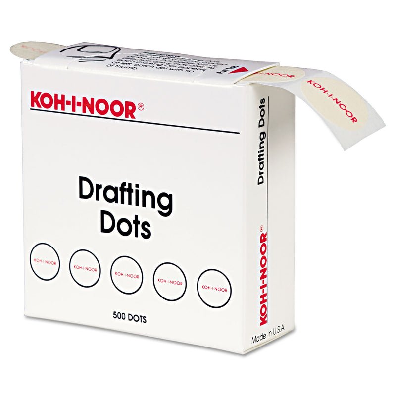 Koh-I-Noor Adhesive Drafting Dots, 0.88" dia, Dries Clear, 500/Box