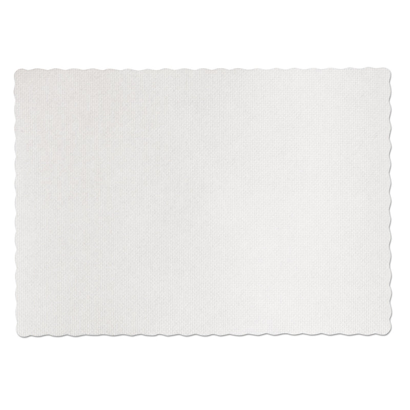 Hoffmaster Knurl Embossed Scalloped Edge Placemats, 9.5 x 13.5, White, 1,000/Carton