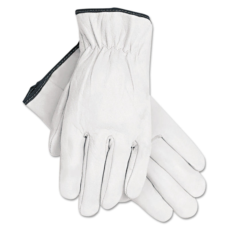 MCR Grain Goatskin Driver Gloves, White, X-Large, 12 Pairs