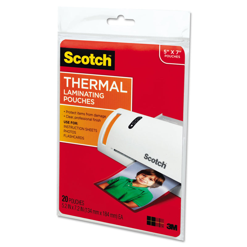 Scotch Laminating Pouches, 5 mil, 5" x 7", Gloss Clear, 20/Pack