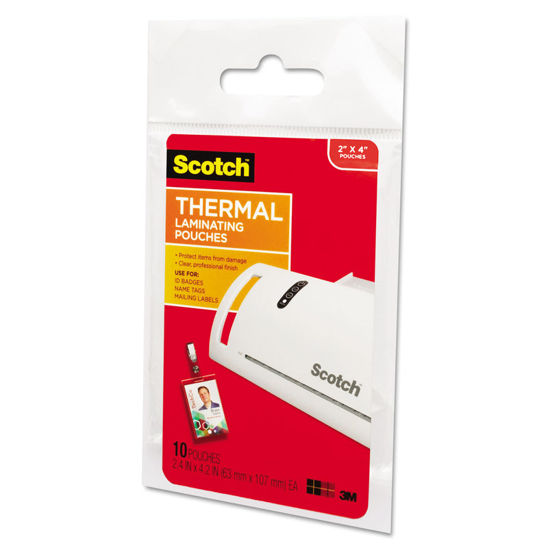 Scotch Laminating Pouches, 5 mil, 2.25" x 4.25", Gloss Clear, 10/Pack