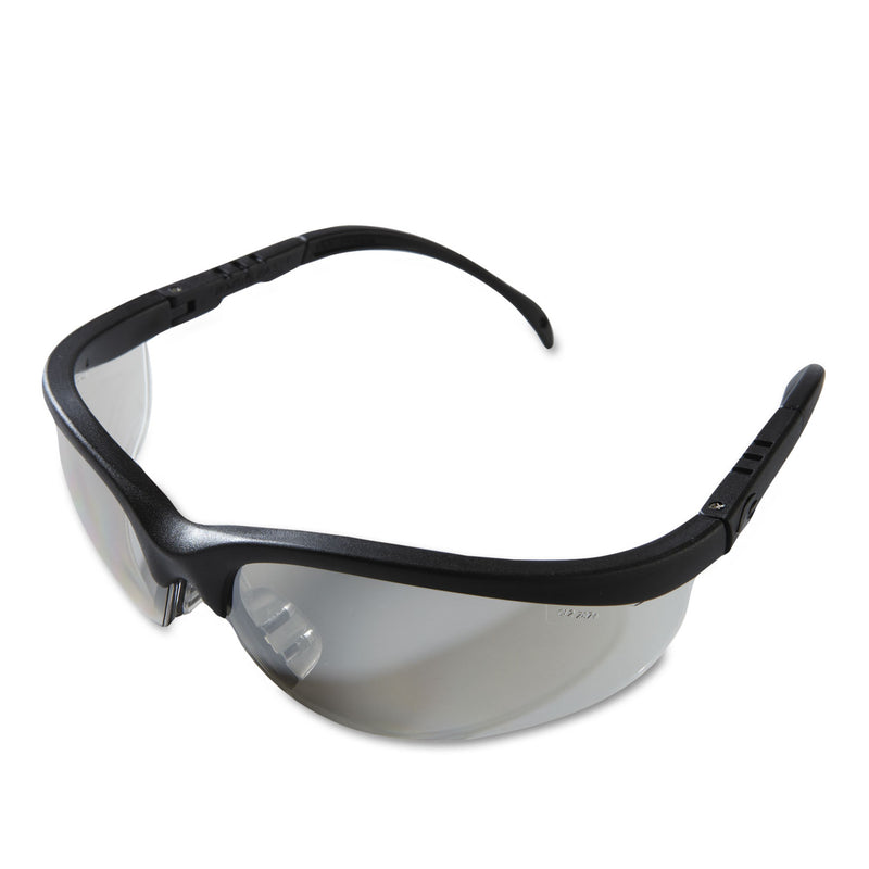 MCR Klondike Safety Glasses, Black Matte Frame, Clear Mirror Lens