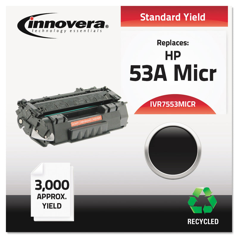 Innovera Remanufactured Black MICR Toner, Replacement for 53AM (Q7553AM), 3,000 Page-Yield