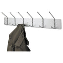Safco Metal Wall Rack, Six Ball-Tipped Double-Hooks, Metal, 36w x 3.75d x 7h, Satin