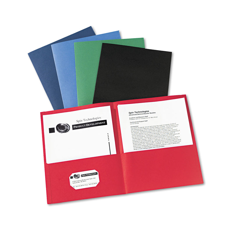 Avery Two-Pocket Folder, 40-Sheet Capacity, 11 x 8.5, Assorted Colors, 25/Box